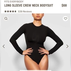 Skims long sleeve crewneck thong bodysuit